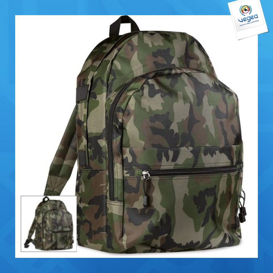Sac à dos randonnée personalizable camouflage en polyester 600d