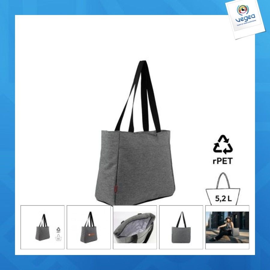 Sac cabas personalizable isotherme 'sapang', gris chiné rpet