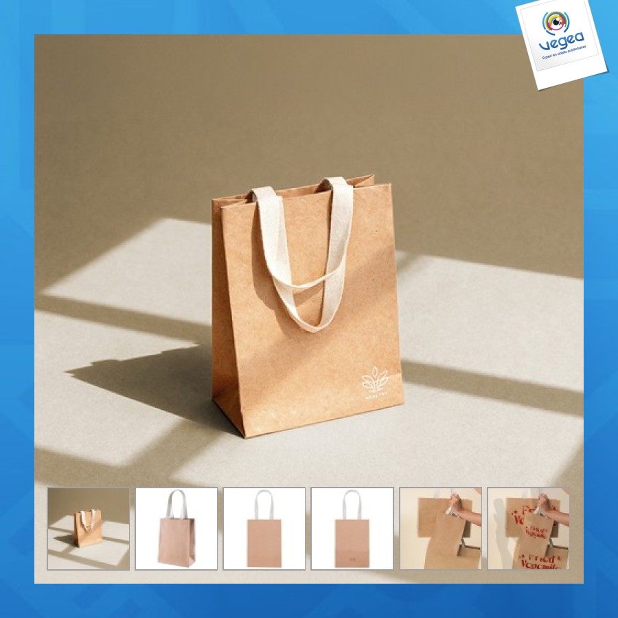Sac de promoción kraft avec anse coton 18x10x24.5cm