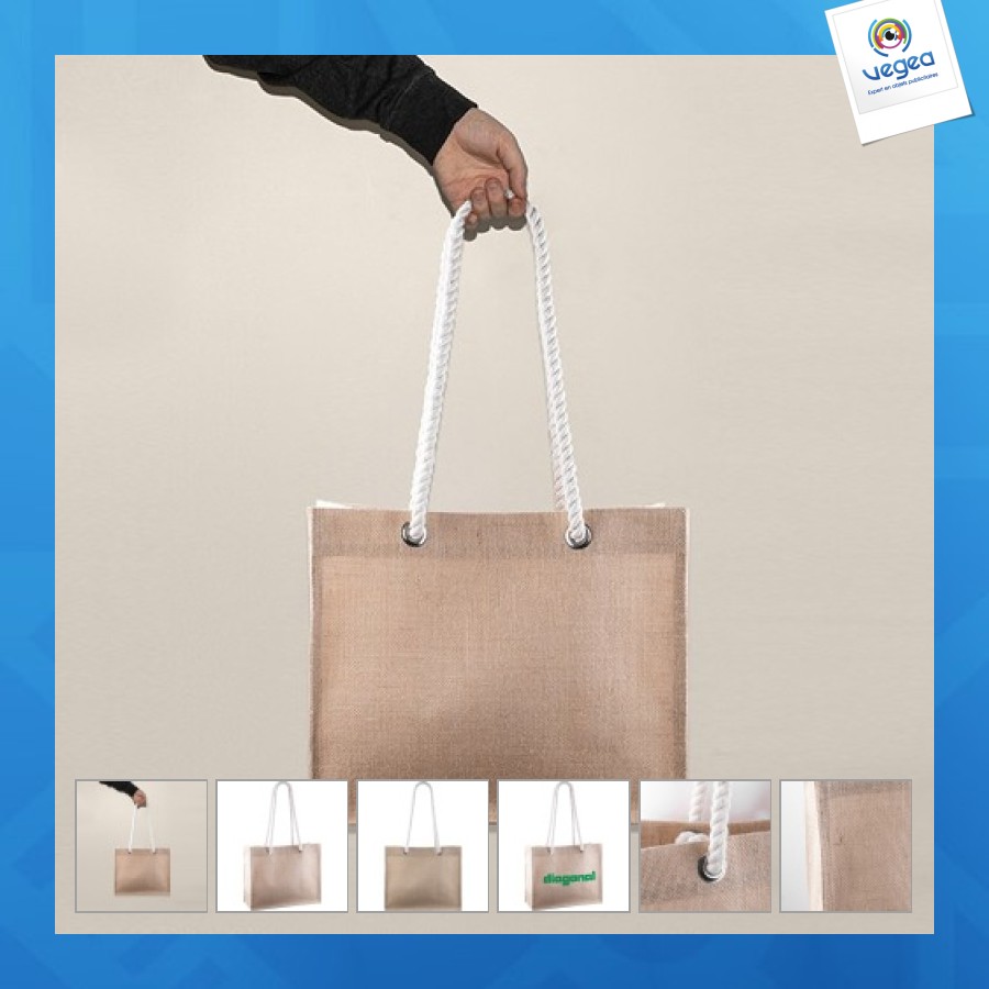Sac en jute de promoción et corde 40x16x32cm