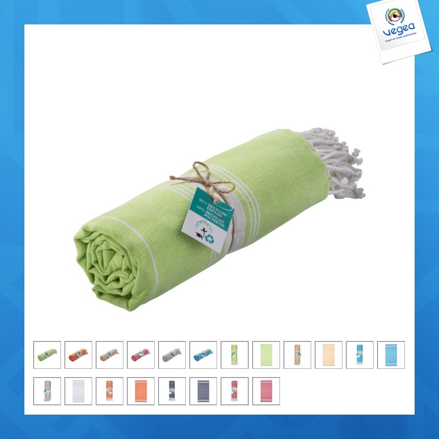 Serviette de plage / paréo en coton recyclé de 180 g/m2