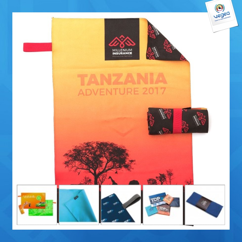 Serviette microfibre personnalisée 40x75cm quadri