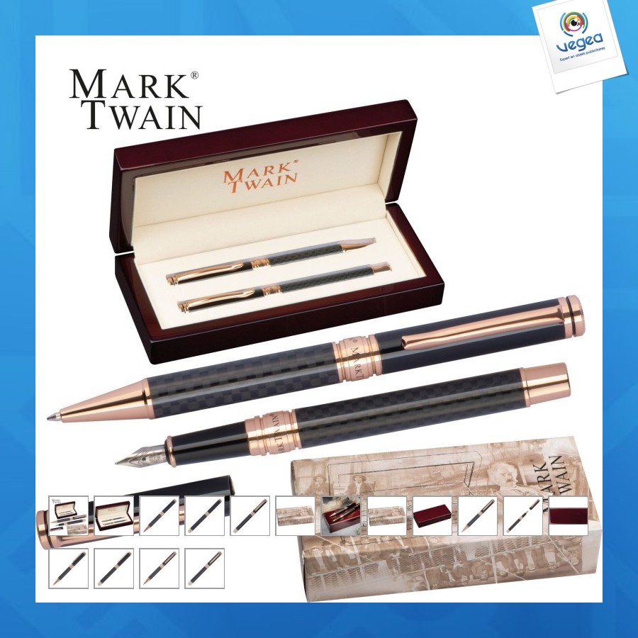 Set d'écriture mark twain dans un coffret en bois