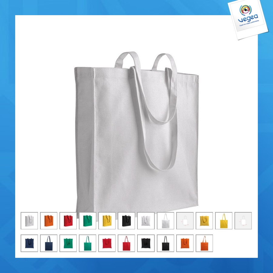 Shopper avec soufflet en canvas 280g/m², anses longues