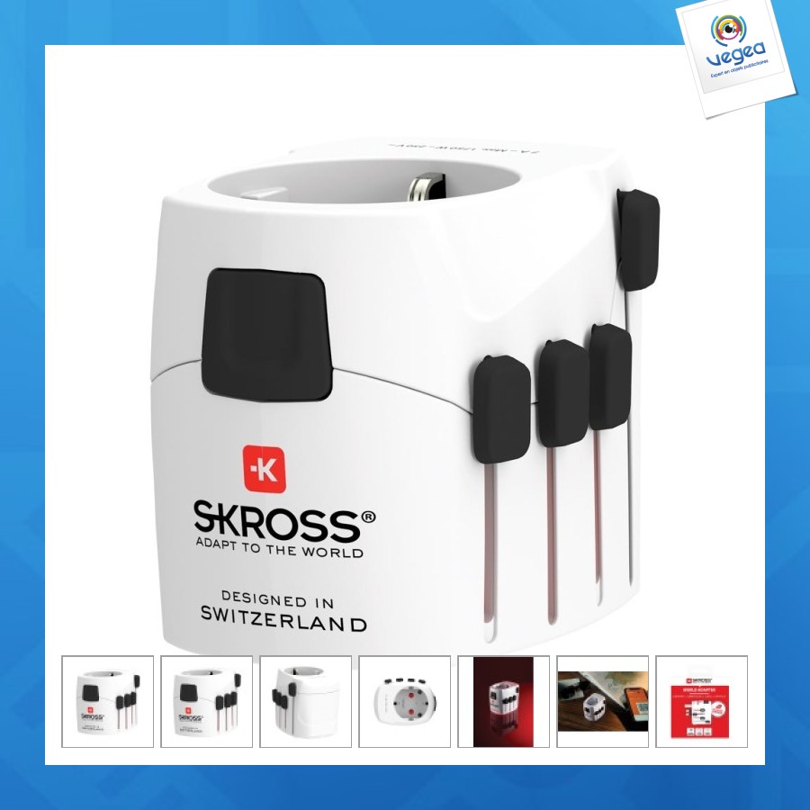Skross adaptateur de promoción de voyage universel 3-pôles pro