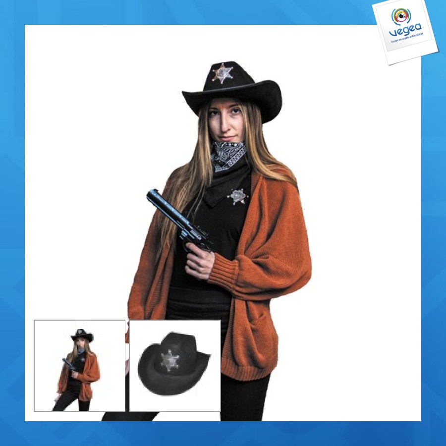 Sombrero de sheriff de lujo negro