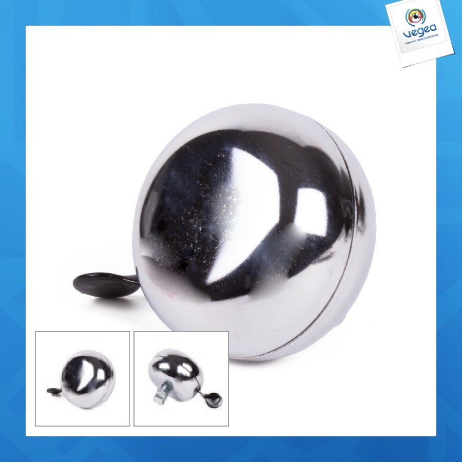 Sonnette de vélo personalizable ding-dong 80mm chromée