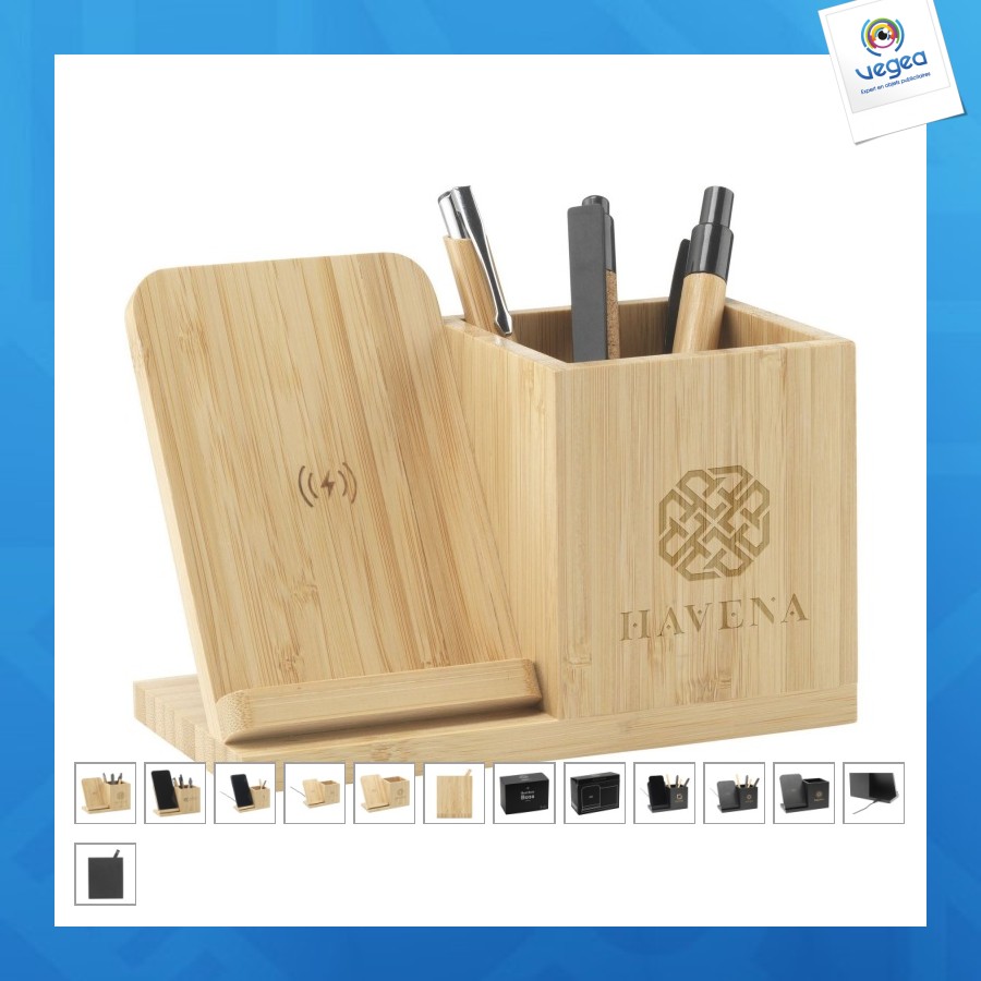Soporte de carga/portabolígrafos bamboo boss 15w fsc-100