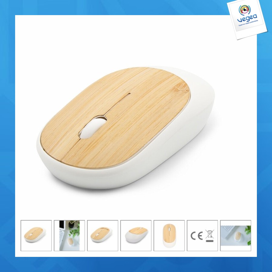 Souris d'ordinateur personalizable sans fil, détail bambou - judith