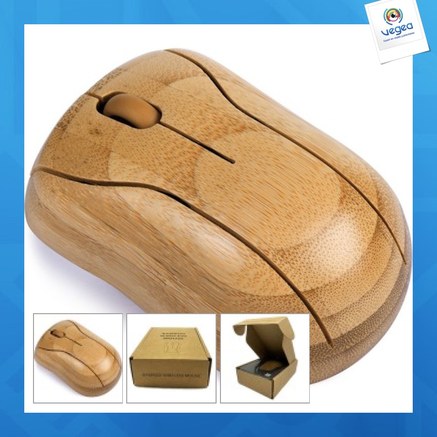 Souris optique de promoción wireless en bambou