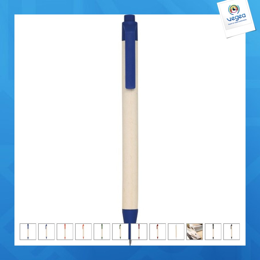 Stylo à bille de promoción en carton recyclé de lait et pla