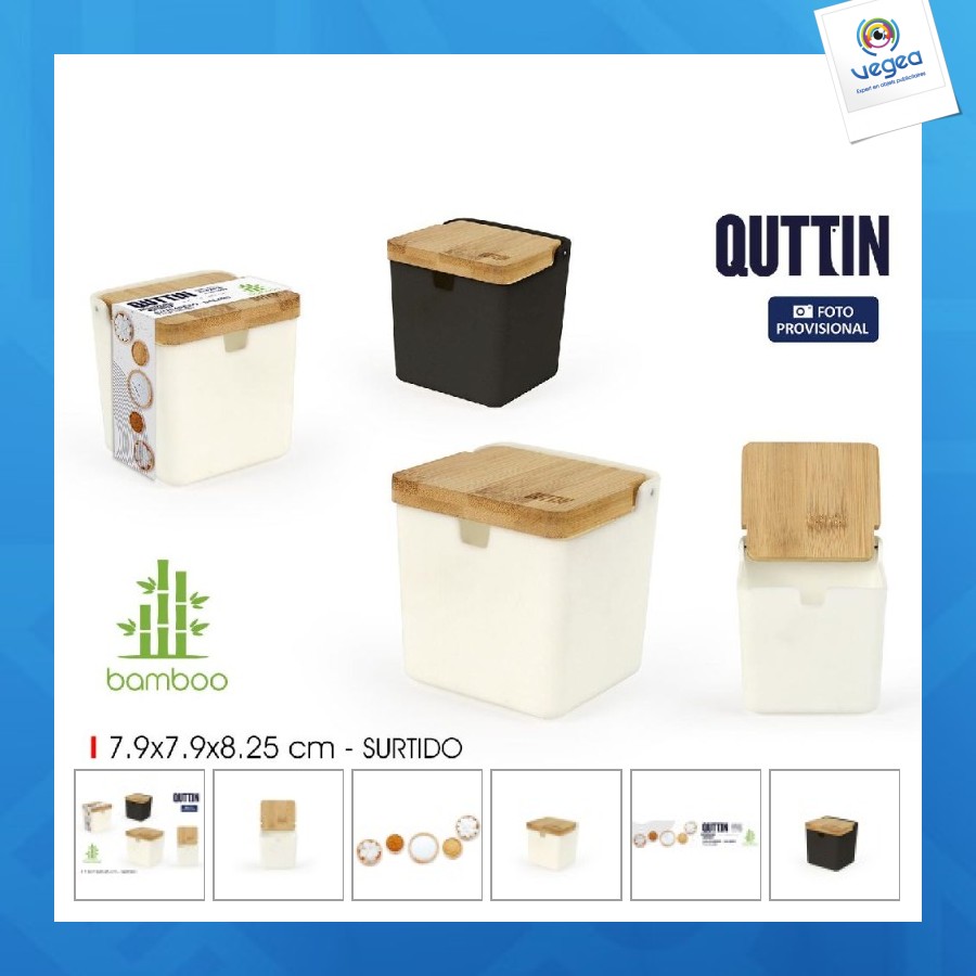 Sucrier de promoción avec couvercle en bambou quttin