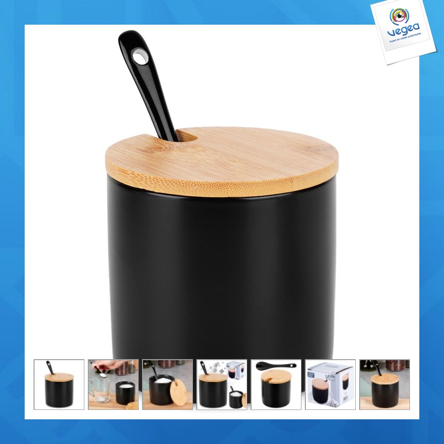 Sucrier de promoción en céramique noire