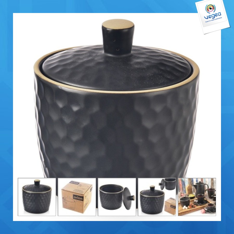 Sucrier de promoción en céramique noire tea time 320ml