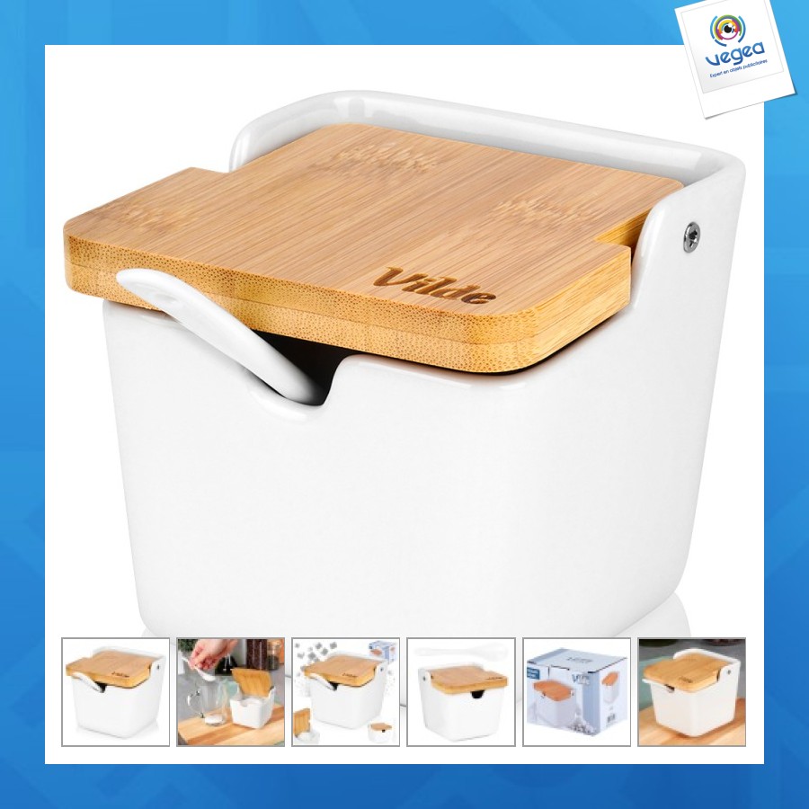 Sucrier personalizable en céramique blanche 250ml