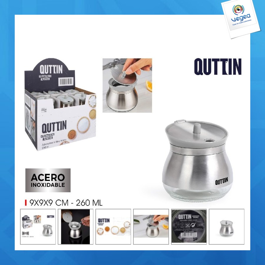 Sucrier personalizable verre acier quttin
