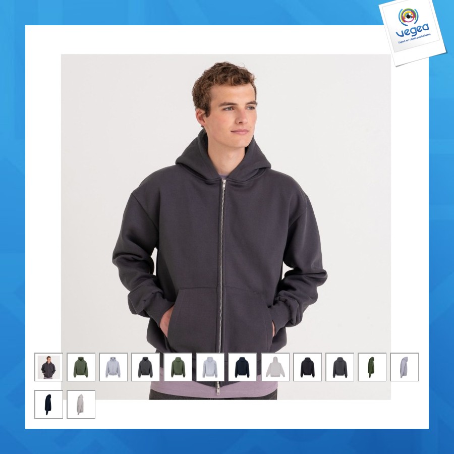 Sweat personalizable capuche zippé lourd