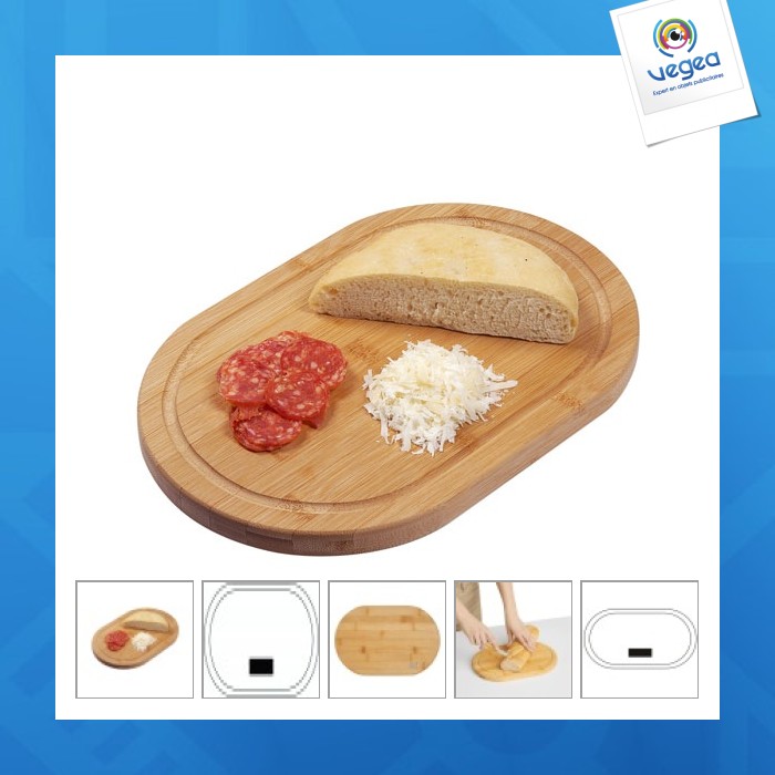 Tabla de cortar personalizable ovalada de bambú