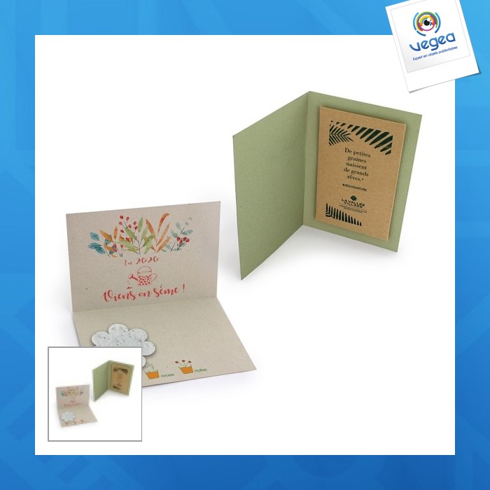 Tarjeta de papel vegetal con 1 bolsa kraft