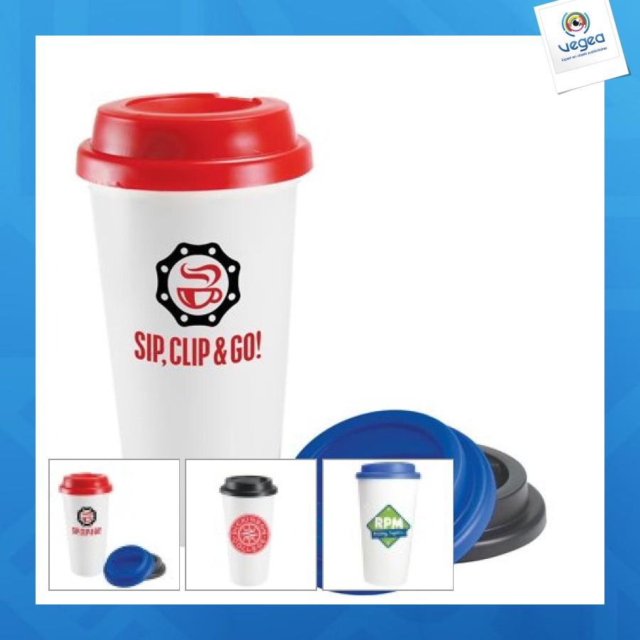 Tasse de promoción à café à emporter en plastique à double paroi 455ml/16oz **