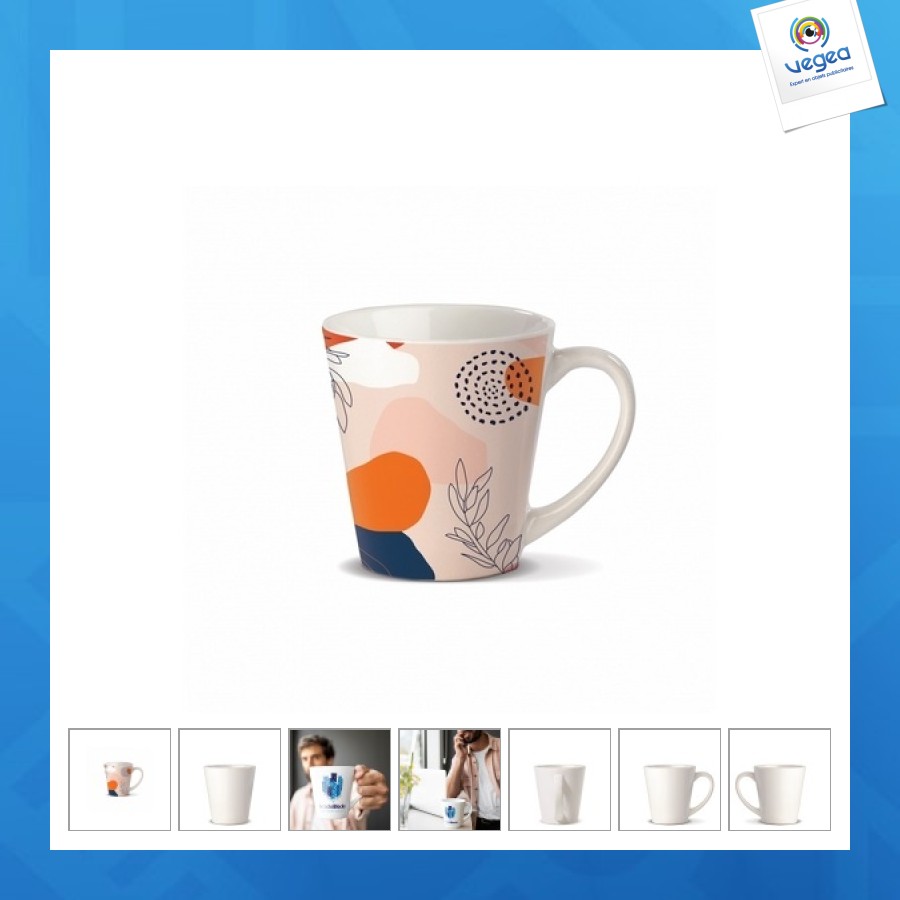 Taza acampanada de cerámica con impresión fotográfica por sublimación