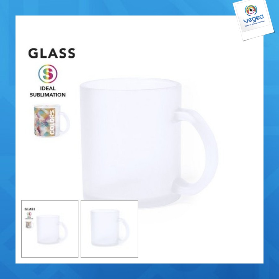 Taza de cristal impresa a todo color por sublimación