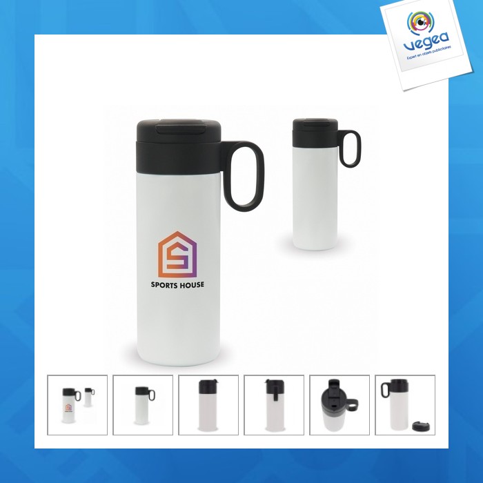 Taza isotérmica flow con asa. impresión por sublimación 400ml