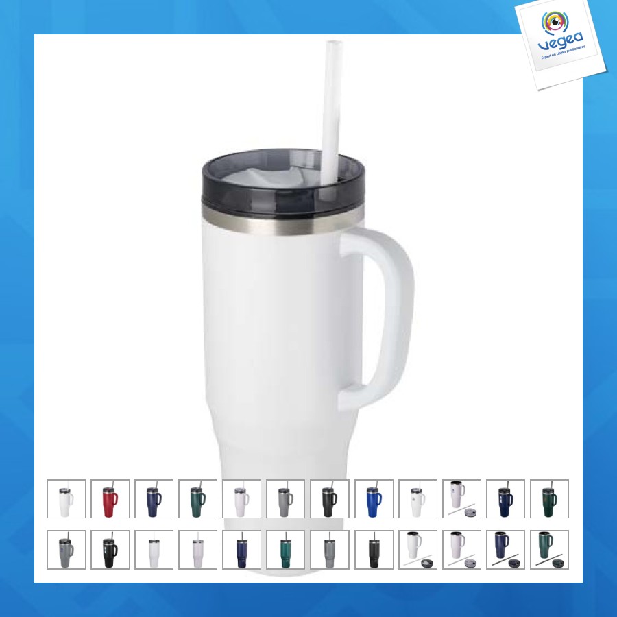 Taza melbourne de 1200 ml con pajita y certificado rcs
