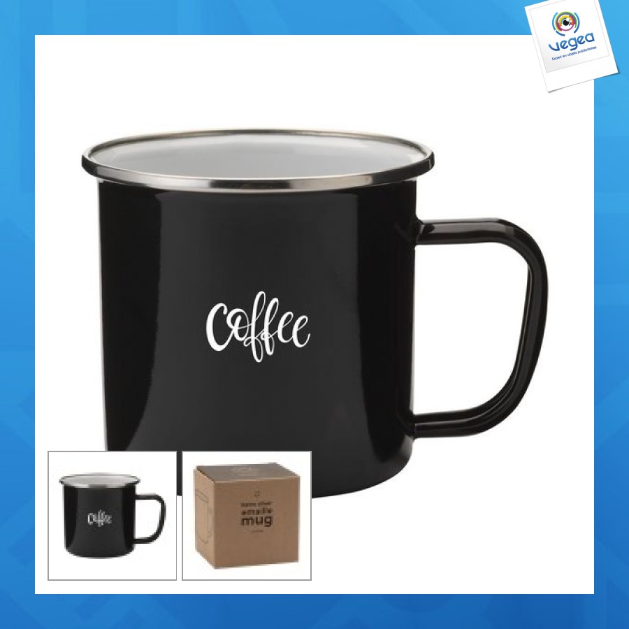 Taza retro de esmalte plateado