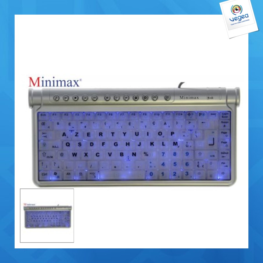 Teclado compacto luminoso minimax con letras grandes
