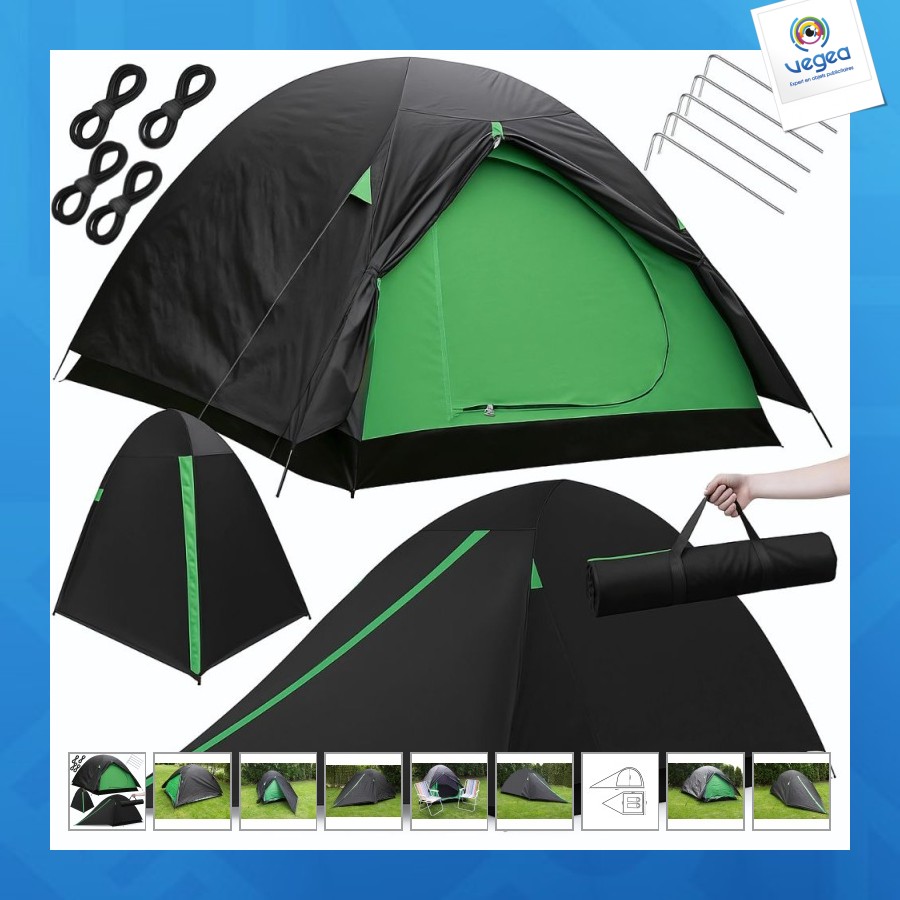 Tente de camping de promoción pour 2 personnes étanchéité moustiquaire