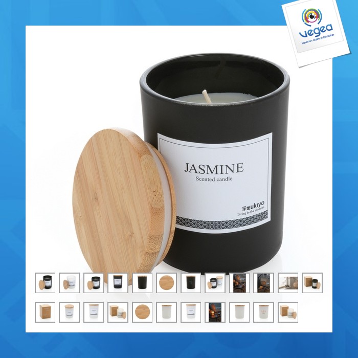 Vela de promoción perfumada ukiyo con tapa de bambú