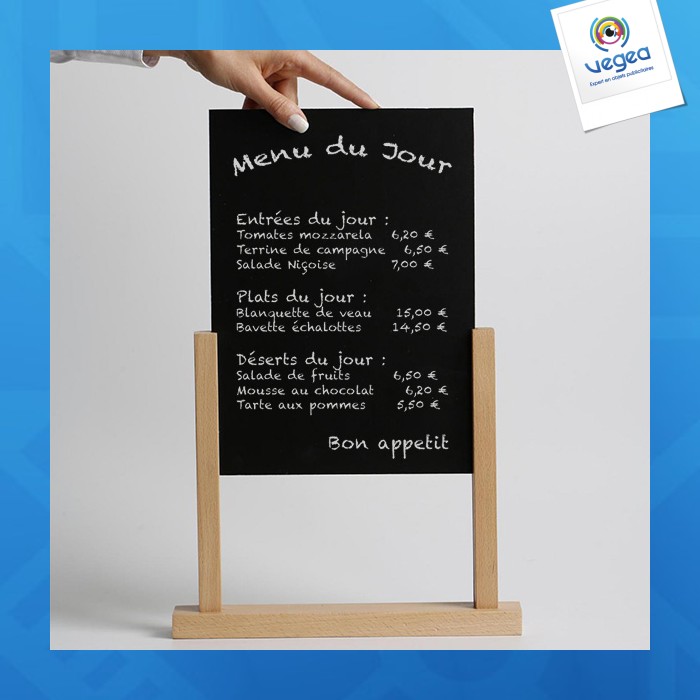 Visual/menú base de madera 2 montantes de pizarra 1/3a4 210x105